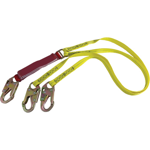 External Energy Absorber Lanyard with 3/4" Hooks, 6', Snap Hook Center, Snap Hook Leg Ends, Polyester Helyx Safety & Industrial Supplies