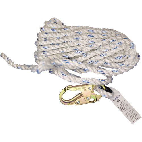 Cordage de s&eacute;curit&eacute; verticale avec mousqueton de 3/4" et cosse cœur Helyx Safety & Industrial Supplies