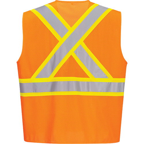 Veste de s&eacute;curit&eacute; &agrave; bandes contrastantes, Orange haute visibilit&eacute;, Petit, Polyester Helyx Safety & Industrial Supplies