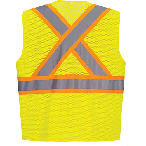 Veste de s&eacute;curit&eacute; &agrave; bandes contrastantes, Jaune lime haute visibilit&eacute;, Petit, Polyester Helyx Safety & Industrial Supplies