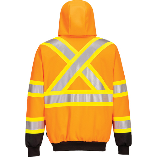 Contrast-Striped Safety Hoodie, Small, Black/High Visibility Orange Helyx Safety & Industrial Supplies