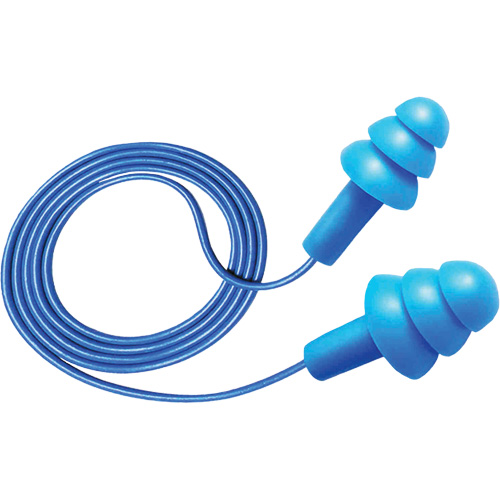 Bouchons d'oreilles d&eacute;tectables et r&eacute;utilisables Hush 50-25, Avec cordon, Taille unique, Vrac - Boîte, NRR dB 25 Helyx Safety & Industrial Supplies
