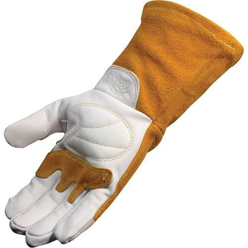 Gants de soudeur TIG/MIG de premi&egrave;re qualit&eacute; avec dos en cuir de vache refendue isol&eacute;es et ignifug&eacute;s Caiman, Cuir fleur de ch&egrave;vre, Taille Grand Helyx Safety & Industrial Supplies