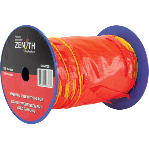 Warning Line with Flags, 328' L, Orange/Yellow Helyx Safety & Industrial Supplies