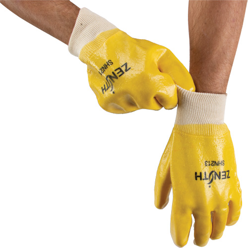 Rough-Finish Chemical-Resistant Gloves, Size 9, 10" L, PVC, Interlock Inner Lining, 47-mil Helyx Safety & Industrial Supplies