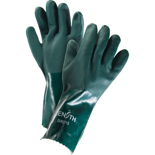 Double Dipped Green Gloves, 14" L, PVC, Cotton Jersey Inner Lining, 70-mil Helyx Safety & Industrial Supplies