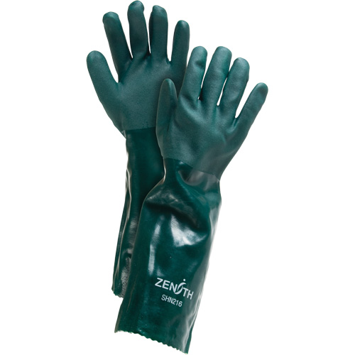 Double Dipped Green Gloves, 18" L, PVC, Cotton Jersey Inner Lining, 70-mil Helyx Safety & Industrial Supplies