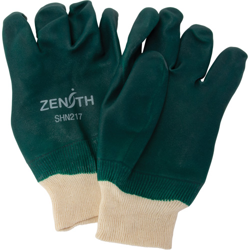 Gants verts &agrave; double enduit, 10" lo, PVC, Doublure en Jersey de coton, 70 mils Helyx Safety & Industrial Supplies