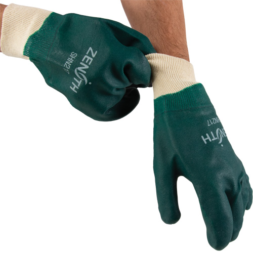 Gants verts &agrave; double enduit, 10" lo, PVC, Doublure en Jersey de coton, 70 mils Helyx Safety & Industrial Supplies