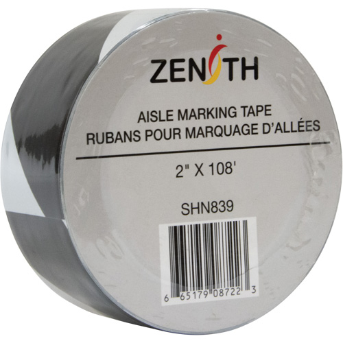 Aisle Marking Tape, 2" x 108', PVC, Black and White Helyx Safety & Industrial Supplies