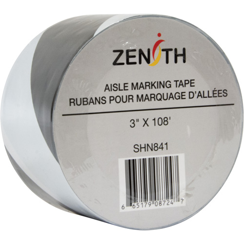 Aisle Marking Tape, 3" x 108', PVC, Black and White Helyx Safety & Industrial Supplies