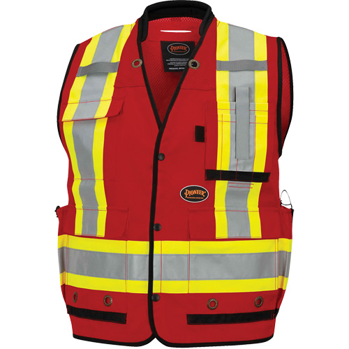 6678 Veste d'arpenteur antimicrobienne haute visibilit&eacute; avec dos en maille, Rouge, Petit, Polyester Helyx Safety & Industrial Supplies