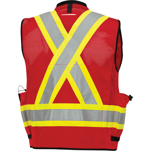 6678 Veste d'arpenteur antimicrobienne haute visibilit&eacute; avec dos en maille, Rouge, Petit, Polyester Helyx Safety & Industrial Supplies