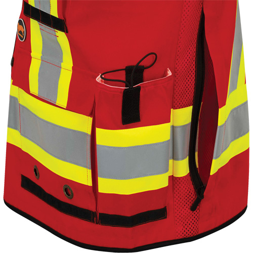 6678 Veste d'arpenteur antimicrobienne haute visibilit&eacute; avec dos en maille, Rouge, Petit, Polyester Helyx Safety & Industrial Supplies
