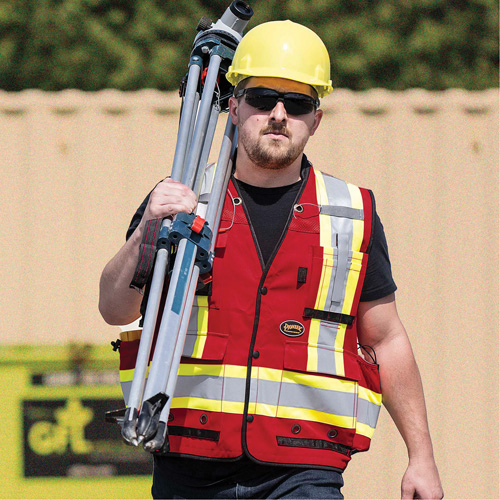 6678 Veste d'arpenteur antimicrobienne haute visibilit&eacute; avec dos en maille, Rouge, Petit, Polyester Helyx Safety & Industrial Supplies