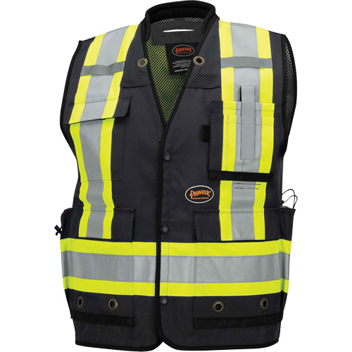 6679 High-Visibility Antimicrobial Mesh-Back Surveyor Vest, Black, Small, Polyester Helyx Safety & Industrial Supplies