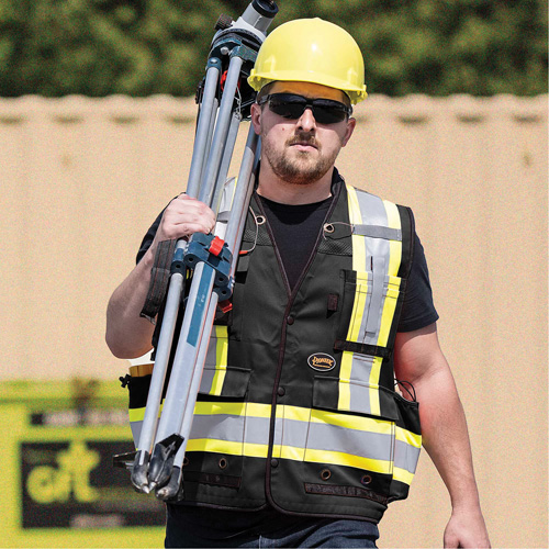 6679 High-Visibility Antimicrobial Mesh-Back Surveyor Vest, Black, Small, Polyester Helyx Safety & Industrial Supplies