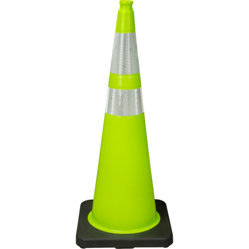 Premium Traffic Cone, 36", Lime Green, 4" & 6" Reflective Collar(s) Helyx Safety & Industrial Supplies