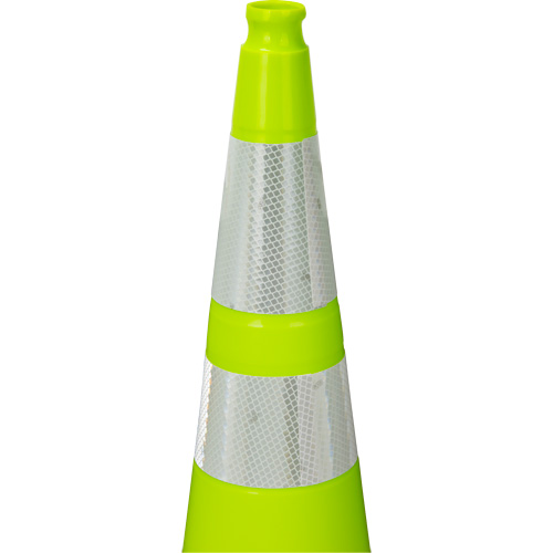 Premium Traffic Cone, 36", Lime Green, 4" & 6" Reflective Collar(s) Helyx Safety & Industrial Supplies