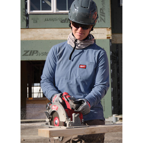 GRIDIRON Long Sleeve Pocket T-Shirt, Women's, X-Small, Blue Helyx Safety & Industrial Supplies