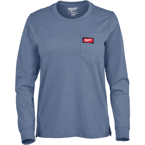 GRIDIRON Long Sleeve Pocket T-Shirt, Women's, X-Small, Blue Helyx Safety & Industrial Supplies