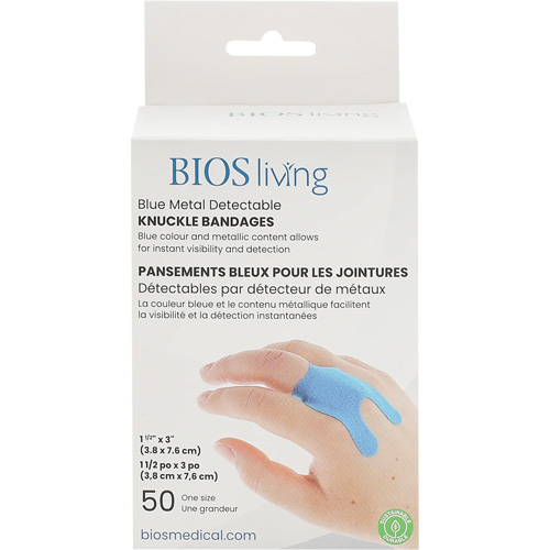 Blue Bandages, Knuckle, 3", Fabric Metal Detectable, Sterile Helyx Safety & Industrial Supplies
