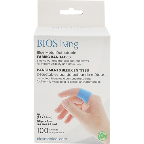 Blue Bandages, Rectangular/Square, 3", Fabric Metal Detectable, Sterile Helyx Safety & Industrial Supplies
