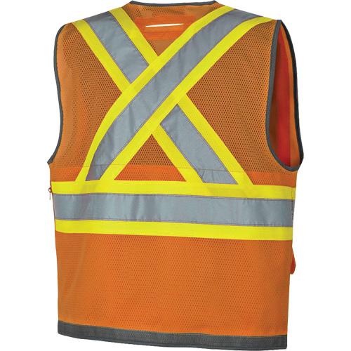 Pioneer Mesh Back Zip Front Surveyor Safety Vest, High Visibility Orange, Small, Polyester Helyx Safety & Industrial Supplies