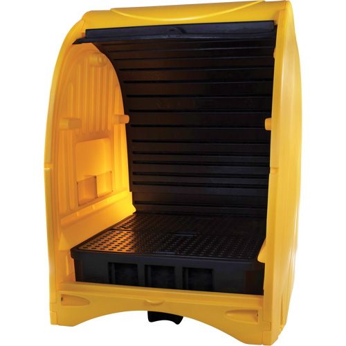 Palette contre les d&eacute;versements &agrave; couvercle dur pour 4 barils, 68,11" lo x 61,61" la x 83,07" h, Capacit&eacute; de charge 1433 lb Helyx Safety & Industrial Supplies