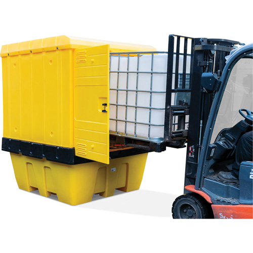 Palette contre les d&eacute;versements &agrave; GRV avec couvercle dur, 70" lo x 70" la x 90" h, Capacit&eacute; de charge 1135 lb Helyx Safety & Industrial Supplies