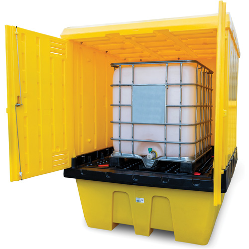 Palette contre les d&eacute;versements &agrave; GRV avec couvercle dur, 70" lo x 70" la x 90" h, Capacit&eacute; de charge 1135 lb Helyx Safety & Industrial Supplies