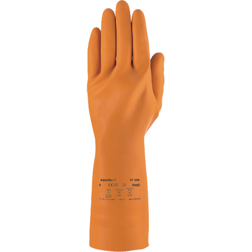 AlphaTec&reg; 87-208 Heavy-Duty Chemical-Resistant Gloves, Size 7, 12.8" L, Rubber Latex, Cotton/Flock-Lined Inner Lining, 29.5-mil Helyx Safety & Industrial Supplies