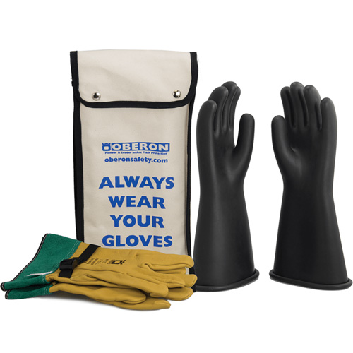 Class 1 Rubber Electrical Glove Kit, 8, 14" L, 37 cal/cm², NFPA 70E Helyx Safety & Industrial Supplies