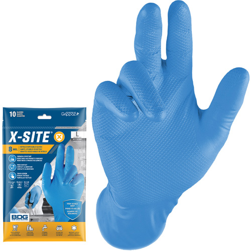 Gants jetables Grippaz, Petit, Nitrile, 8 mils, Sans poudre, Bleu Helyx Safety & Industrial Supplies