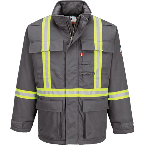 Bizflame&reg; 88/12 Insulated Winter Parka, Grey, Medium (Tall) Helyx Safety & Industrial Supplies