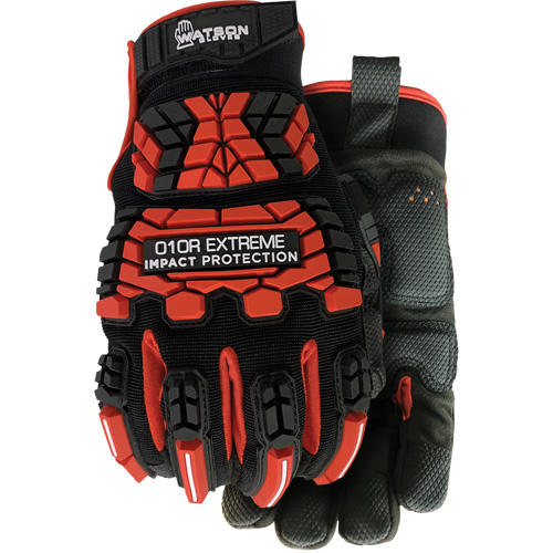 010R Extreme Red Impact Resistant Gloves, X-Small, Microfibre Palm, Hook & Loop Cuff Helyx Safety & Industrial Supplies