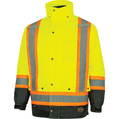 Parka de s&eacute;curit&eacute; d'hiver imperm&eacute;able 7-en-1 5057 Pioneer Yukon, Polyester, Noir/Jaune lime haute visibilit&eacute;, T-petit Helyx Safety & Industrial Supplies
