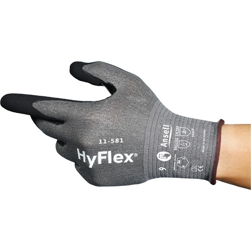 HyFlex&reg; 11-581 Ultra-Lightweight Industrial Gloves, Size 6, 21 Gauge, Nitrile Coated, Nylon/HPPE/Tungsten/Spandex Shell, ASTM ANSI Level A6 Helyx Safety & Industrial Supplies
