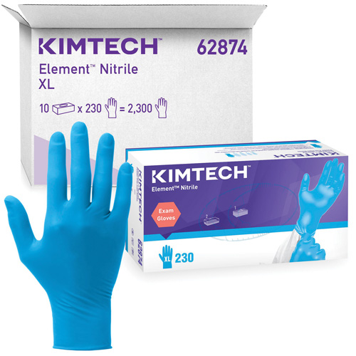 Kimtech Element Exam Gloves, X-Small, Nitrile, 3.2-mil, Powder-Free, Blue, Class 2 Helyx Safety & Industrial Supplies