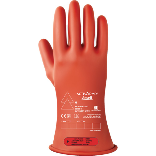 ActivArmr&reg; RIG R011RUL Ultra-Lightweight Electrical Insulated Gloves, ASTM Class 0, Size 9, 11" L Helyx Safety & Industrial Supplies