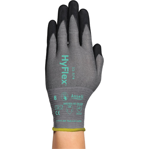 HyFlex&reg; 11-574 Cut-Resistant Gloves, Size 5/2X-Small, 21 Gauge, Foam Nitrile Coated, Intercept Shell, ASTM ANSI Level A4/EN 388 Level D Helyx Safety & Industrial Supplies