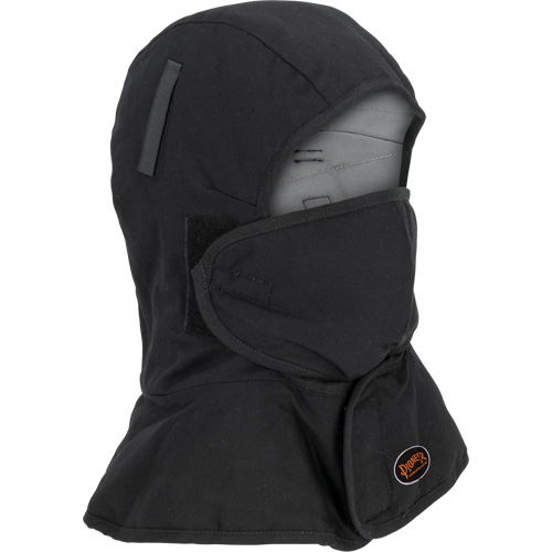 Pioneer 765A Flame-Resistant Quilted Hard Hat Liner with Long Neck & Detachable Mouthpiece, Black/Grey, Cotton/FR-Tech&reg;/Modacrylic/Nylon Helyx Safety & Industrial Supplies