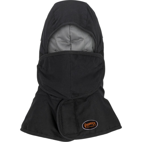 Pioneer 765A Flame-Resistant Quilted Hard Hat Liner with Long Neck & Detachable Mouthpiece, Black/Grey, Cotton/FR-Tech&reg;/Modacrylic/Nylon Helyx Safety & Industrial Supplies