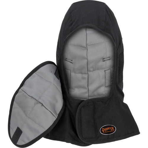 Pioneer 765A Flame-Resistant Quilted Hard Hat Liner with Long Neck & Detachable Mouthpiece, Black/Grey, Cotton/FR-Tech&reg;/Modacrylic/Nylon Helyx Safety & Industrial Supplies