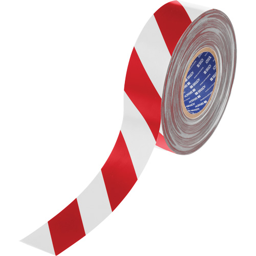 Ruban de marquage pour plancher ToughStripe Max, 2" x 100', Polyester, Rouge et blanc Helyx Safety & Industrial Supplies