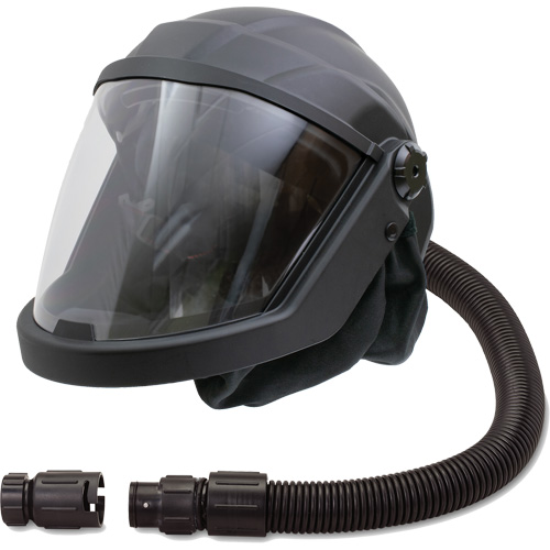 Masque respiratoire &agrave; adduction d'air et casque avec adaptateur de d&eacute;bit DEFENDER, Universel, Pi&egrave;ce faciale Helyx Safety & Industrial Supplies
