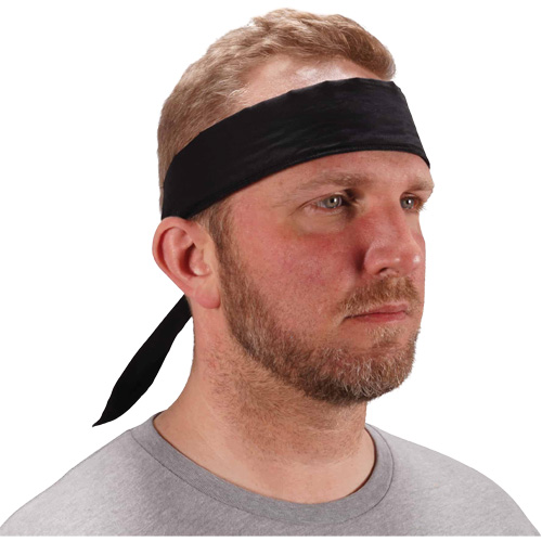 Chill-Its 6702 Cooling Headband with Embedded Polymers & Tie Closure, Black Helyx Safety & Industrial Supplies