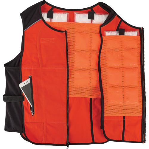 Chill-Its 6260 Lightweight Phase Change Cooling Vest with Rechargeable Packs, Small/Medium, Orange Helyx Safety & Industrial Supplies