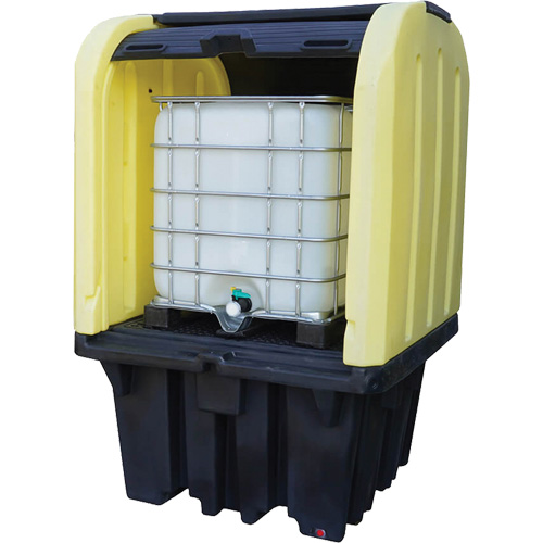 Yellow Roll Top Hardcover Spill Pallet, 65" L x 65" W x 101" H, 5000 lbs. Load Capacity Helyx Safety & Industrial Supplies