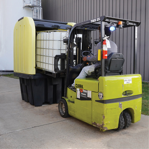 Yellow Roll Top Hardcover Spill Pallet, 65" L x 65" W x 101" H, 5000 lbs. Load Capacity Helyx Safety & Industrial Supplies